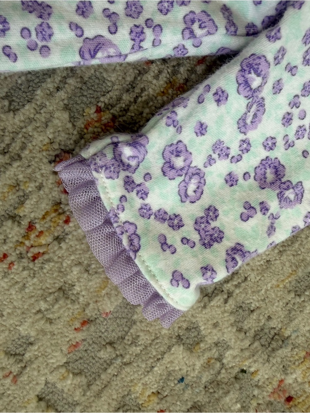 Little Me Baby Girls 6M Purple Floral Ruffle Footed Sleeper - Picture 6 of 7